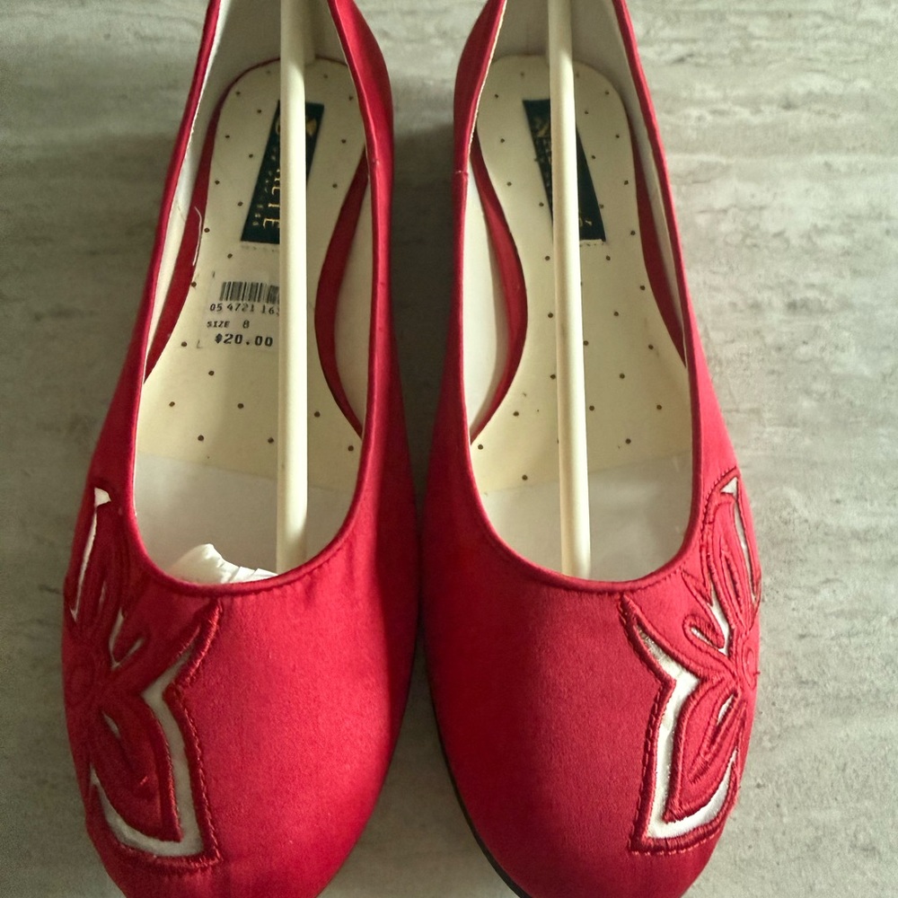 Red Satin Flats